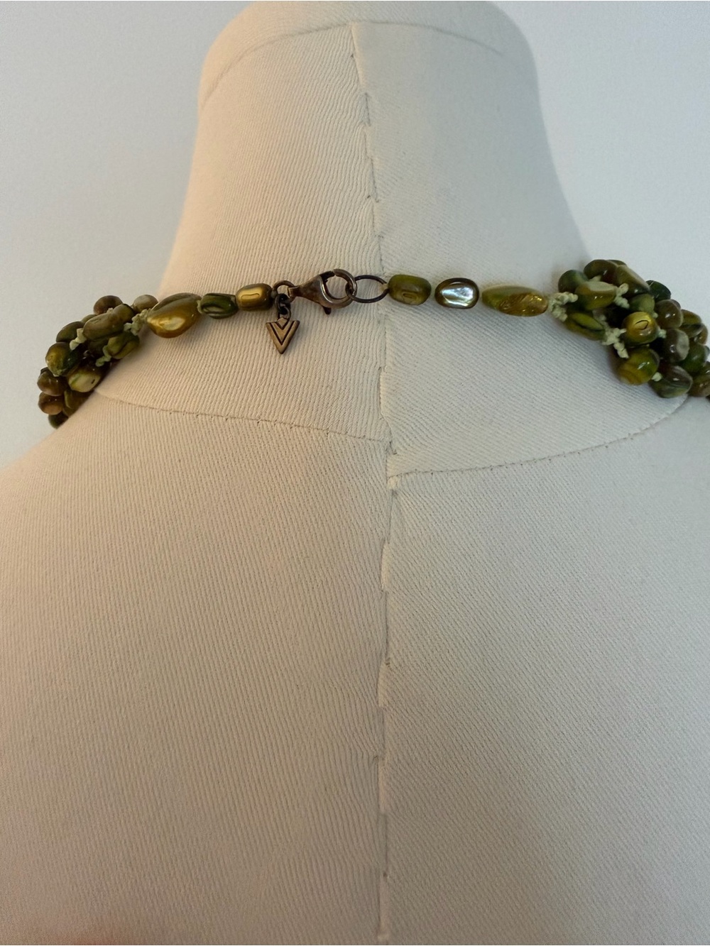 Multi-Strand Olive Green Beaded Necklace - Picture 3 of 3